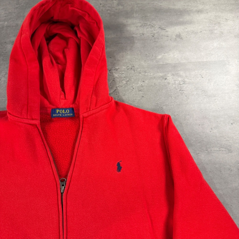 Polo Ralph Lauren Hoodie‎ Mens M Red Full Zip Fleece Pony Logo Sweatshirt